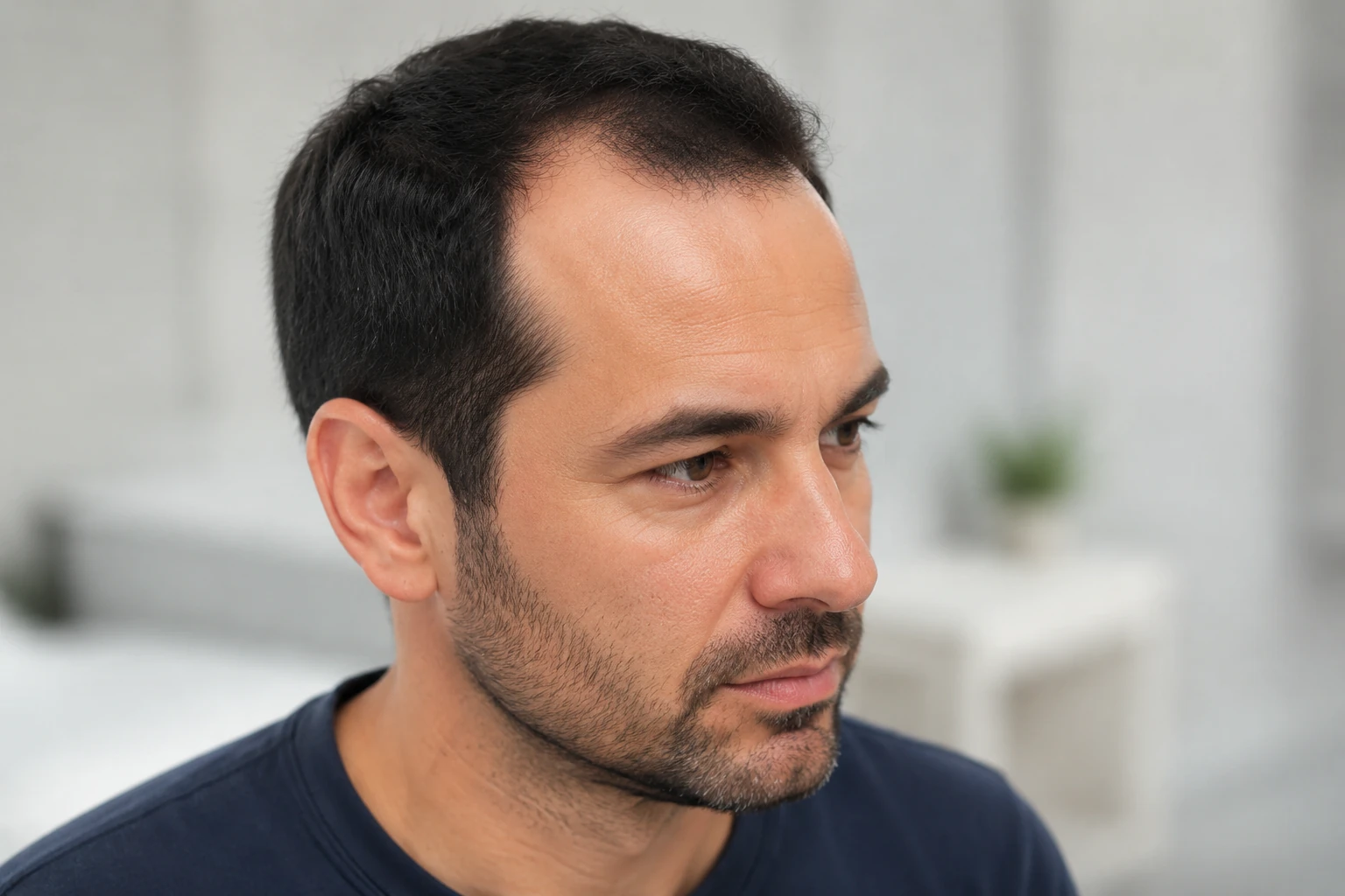 Temple recession in male androgenetic alopecia