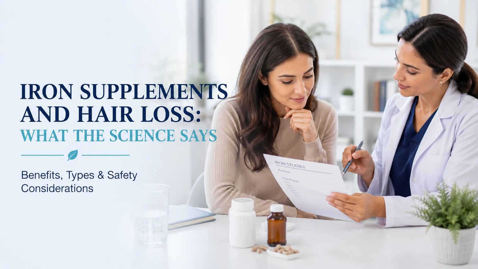 Iron supplements and hair loss: benefits, types and safety considerations, illustrated by a consultation about iron studies
