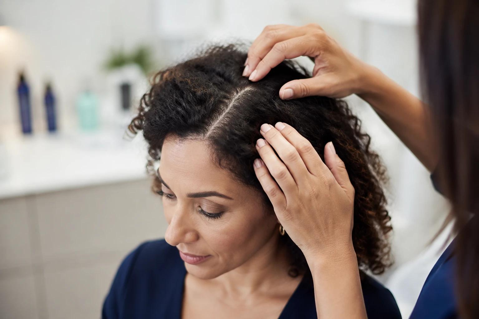 A close examination of the hair and scalp
